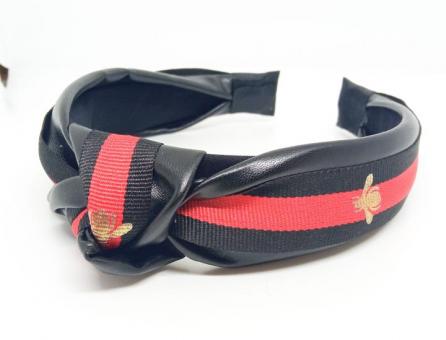 №10318 Обруч екошкіра Guссі шир.3.8см чорн.