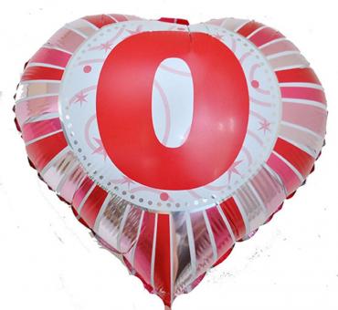 Фольга Сердечко с цифрой 0 (красное) 45х45см.