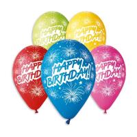 Шарики HAPPY BIRTDAY салют новый 12"(30см) #041