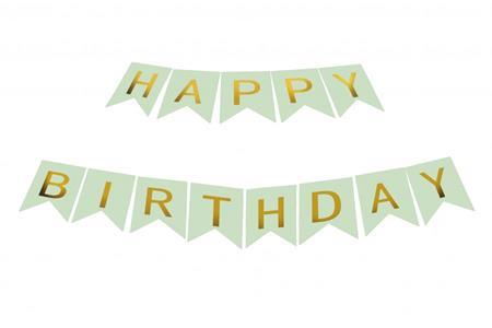 Бумажная надпись Happy Birthday мятная 16х22см.(большая)