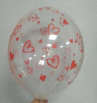 Латексный шарик Сердце красное на прозрачном 12" 30см Belbal ТМ "Star"