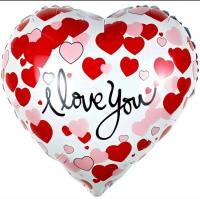 Сердце I love You белое с красными и розовыми сердечками 45х45см