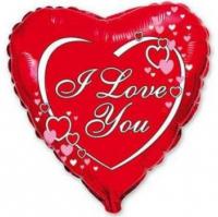 Сердце I love You красное 45х45см.