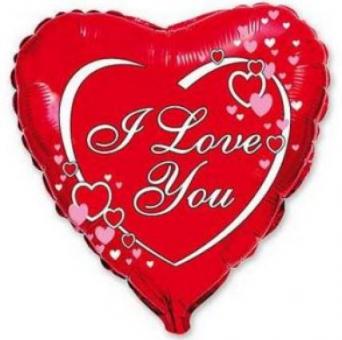 Серце I love You червоне 45х45см.