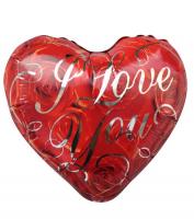 Сердце I love You красное с розами 45х45см.