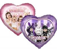 Сердце фольгированное ROBLOX девочки(фиолетово-розовые) 45х45см.