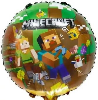 Круг фольгированный Майнкрафт зеленый односторонний 45х45см(minecraft)