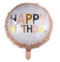 Шар фольгированный круг happy birthday (персиковый) 45х45см. Китай