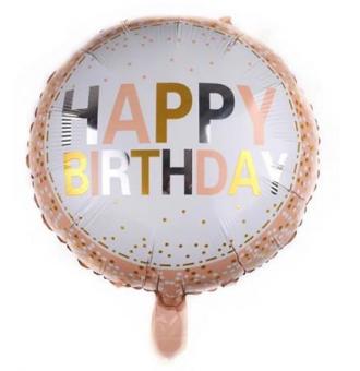 Шар фольгированный круг happy birthday (персиковый) 45х45см. Китай