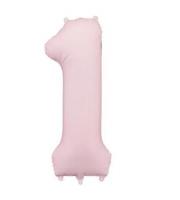Фольгированная цифра "1" PartyDeco Pink Slim matt  39" (100см) УП