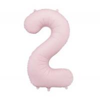 Фольгированная цифра "2" PartyDeco Pink Slim matt  39" (100см) УП