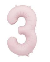 Фольгированная цифра "3" PartyDeco Pink Slim matt  39" (100см) УП