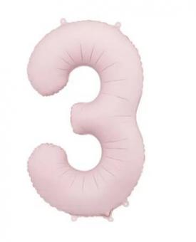 Фольгована цифра "3" PartyDeco Pink Slim matt 39" (100см) УП