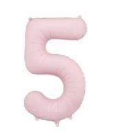 Фольгированная цифра "5" PartyDeco Pink Slim matt  39" (100см) УП
