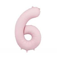 Фольгированная цифра "6" PartyDeco Pink Slim matt  39" (100см) УП