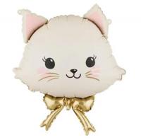 Фольгированный шар Котик с бантом 50x60 см. PartyDeco уп