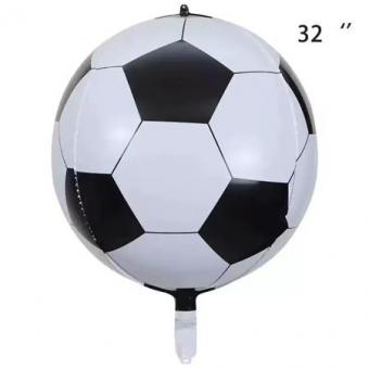 Шарик фольгированный сфера Футбольный мяч черный 32"(81 см.)