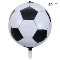 Шарик фольгированный сфера Футбольный мяч черный 50"(127 см.)