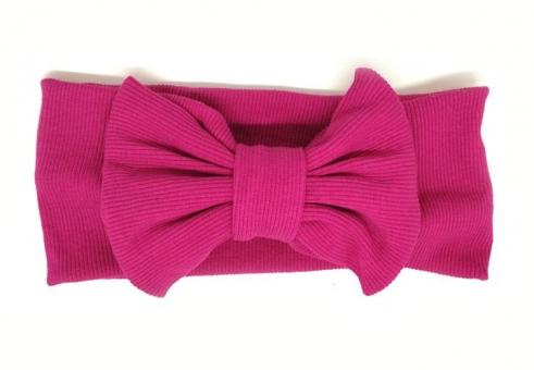 №3115 Повязка трикотаж рубчик бант малина 18х7.5см