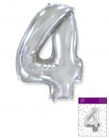 Цифра 4 большая 100см серебряная FLEXMETAL (УП)
