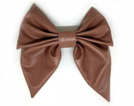 №769 Заколка бант екошкіра коричн.17х19см