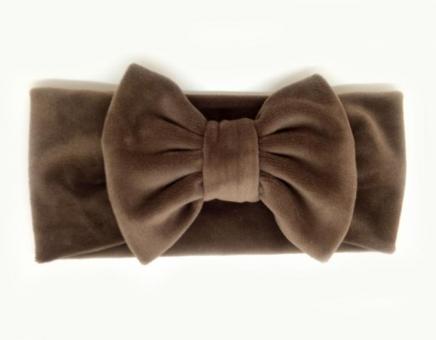 №8123 Пов'язка спорт-велюр бант тем.корич.21х9см