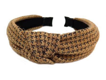 №8144 Обруч трикотаж Fendi св.коричн. 21х12см