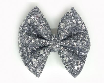 №9967 Заколка бант серо-серебряная 8х8.5см