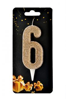 Свеча-цифра "6" золотое капучино