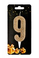 Свеча-цифра "9" золотое капучино