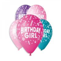 Шарики с рисунком BIRTHDAY GIRL микс 12" (30см) №477