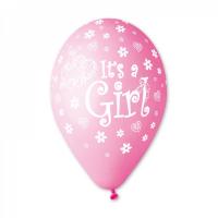 Шарик с рисунком IT'S GIRL розовый 12" (30 см) №091