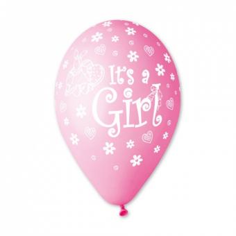 Шарик с рисунком IT'S GIRL розовый 12" (30 см) №091