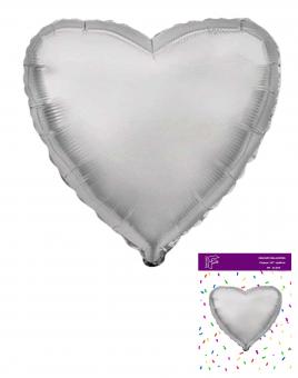 Сердце в упаковке 18"(45х45см) серебро FLEXMETAL