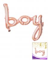 Цельная фольгированная надпись Boy розовое золото 40 см.