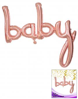 Цельная фольгированная надпись Baby розовое золото 40 см.