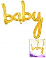 Цельная фольгированная надпись Baby золото 40 см.