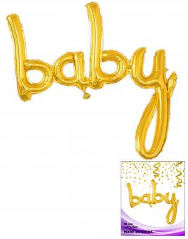 Цельная фольгированная надпись Baby золото 40 см.