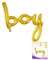 Цельная фольгированная надпись Boy золото 40 см.