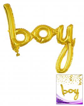 Цельная фольгированная надпись Boy золото 40 см.