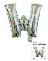 Шарик буква "W" серебро 40 см (УП)
