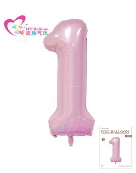 Цифра 1 средняя 32" (80 см) розовая пастель УП