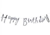 Бумажная гирлянда "Happy Birthday" серебро 1,5 метра
