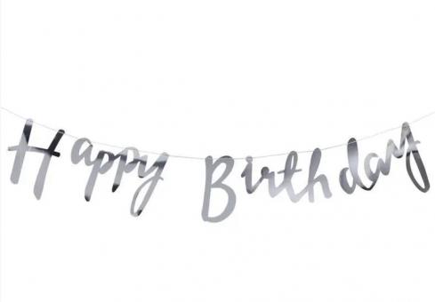 Бумажная гирлянда "Happy Birthday" серебро 1,5 метра