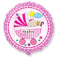 Шарик FLEXMETAL круг розовый It's a Girl 18" (401579)