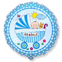 Шарик FLEXMETAL круг синий  It's a Boy 18" (401578)