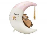 Фольгированный шар Мишка на луне розовый 80*98 см Party deco(Пати деко)