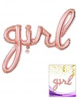 Цельная фольгированная надпись Girl розовое золото 40 см.