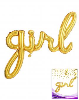 Цельная фольгированная надпись Girl золото 40 см.