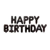 Happy birthday 13 шт., черные (40 см.)